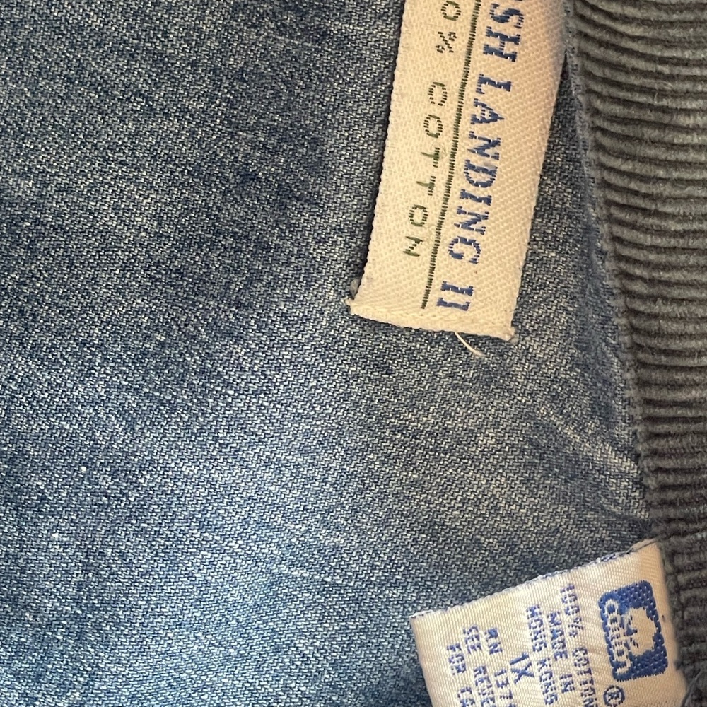 Marsh Landing Blue Denim Barn Chore Jacket with Blue Corduroy Collar 90s 1X - Picture 8 of 10